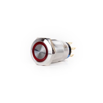 J19-372-RD 19mm Metal Kırmızı LED Işıklı Kalıcı Buton 